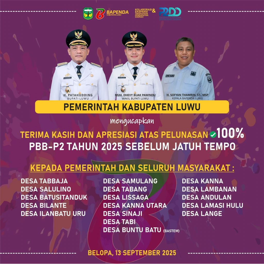 Pemda Luwu Hapus Denda Pajak PBB-P2 Full 100 Persen Hingga 31 Desember 2025 1 IMG 20250914 WA0159